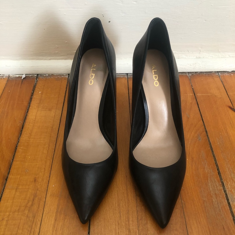 Aldo Black Leather Heels